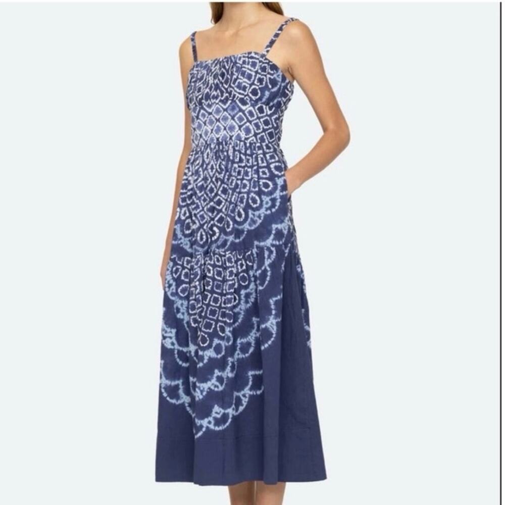 Sea New York Blythe Maxi Dress Blue Tie Dye Size 6 Nautical Beach Classic Boho